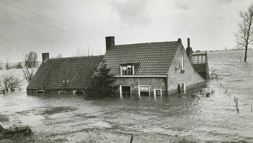Ondergelopen huis, watersnoodramp 1953